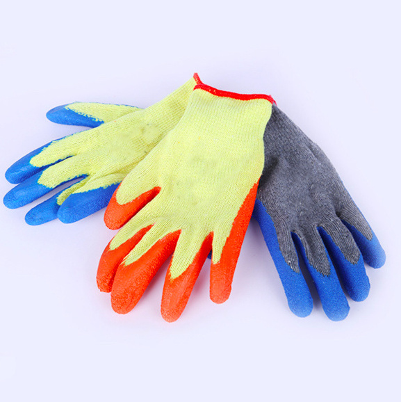 China Big Factory Good Price Hand Protection Rubber Coated Latex Wrinkle Safety Work Gloves labor gloves