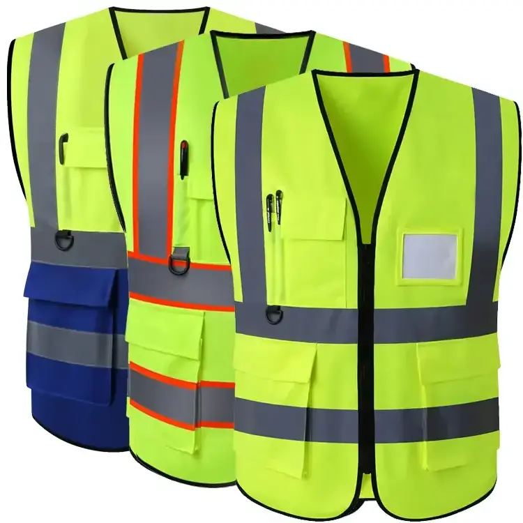 HBC Reflective Safety Clothing Tool Yellow Vest Hi Vis Workwear Hivis Logo Security Jacket Men Custom High Visibility  Vest