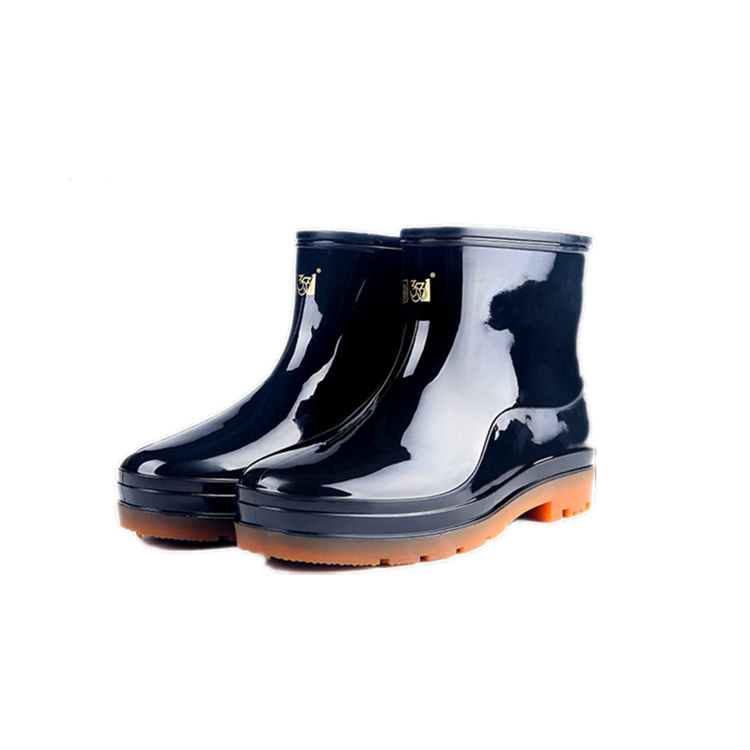 PVC nonslip cheap black white working rubber sweatabsorbing men ankle rubber rain boots