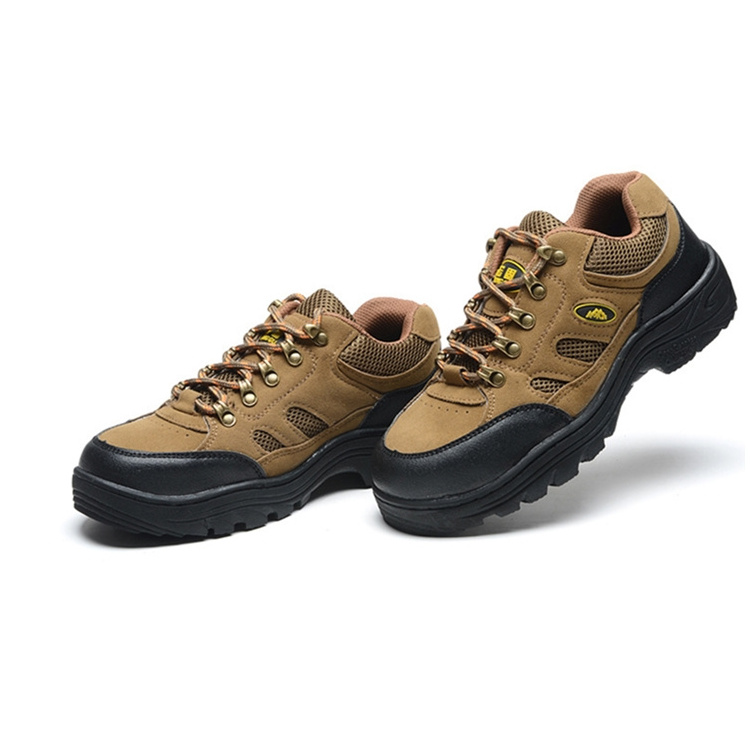 Khaki outdoor hiking shoes microfiber leather wear-resistant rubber sole anti-smash and anti puncture safety shoes