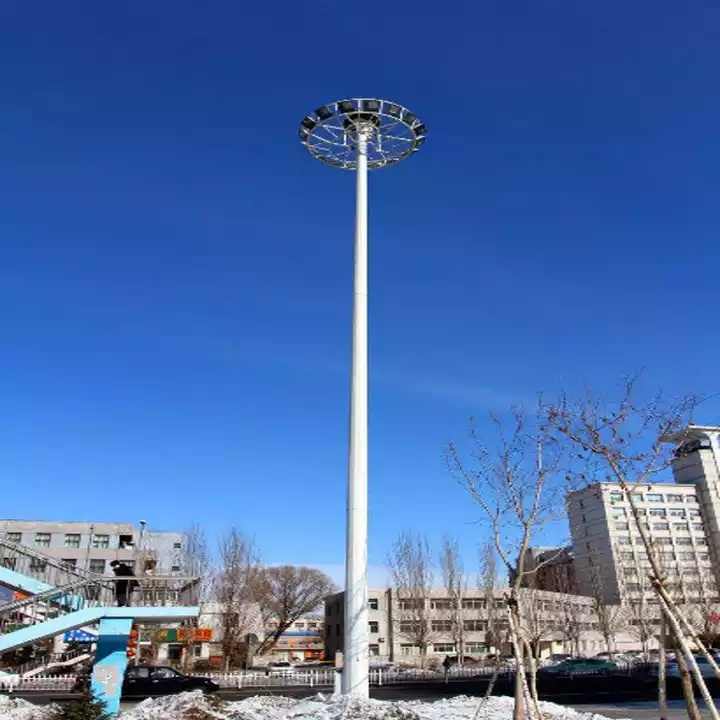 20m 30m steel polygonal sides hot dip galvanized lifting system flood lighting high mast lamp pole