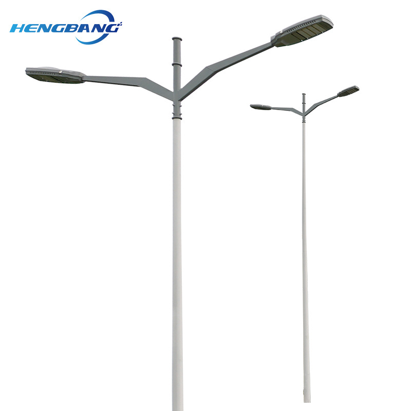 conical light poles for street lighting in smart cities with street light pole base