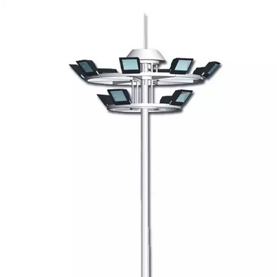 20m 30m steel polygonal sides hot dip galvanized lifting system flood lighting high mast lamp pole