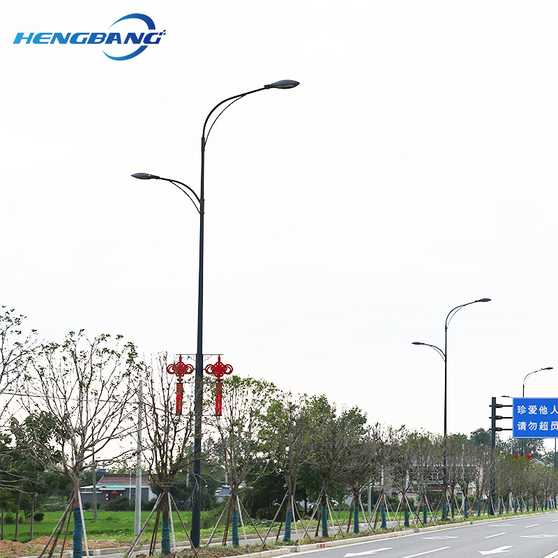 conical light poles for street lighting in smart cities with street light pole base