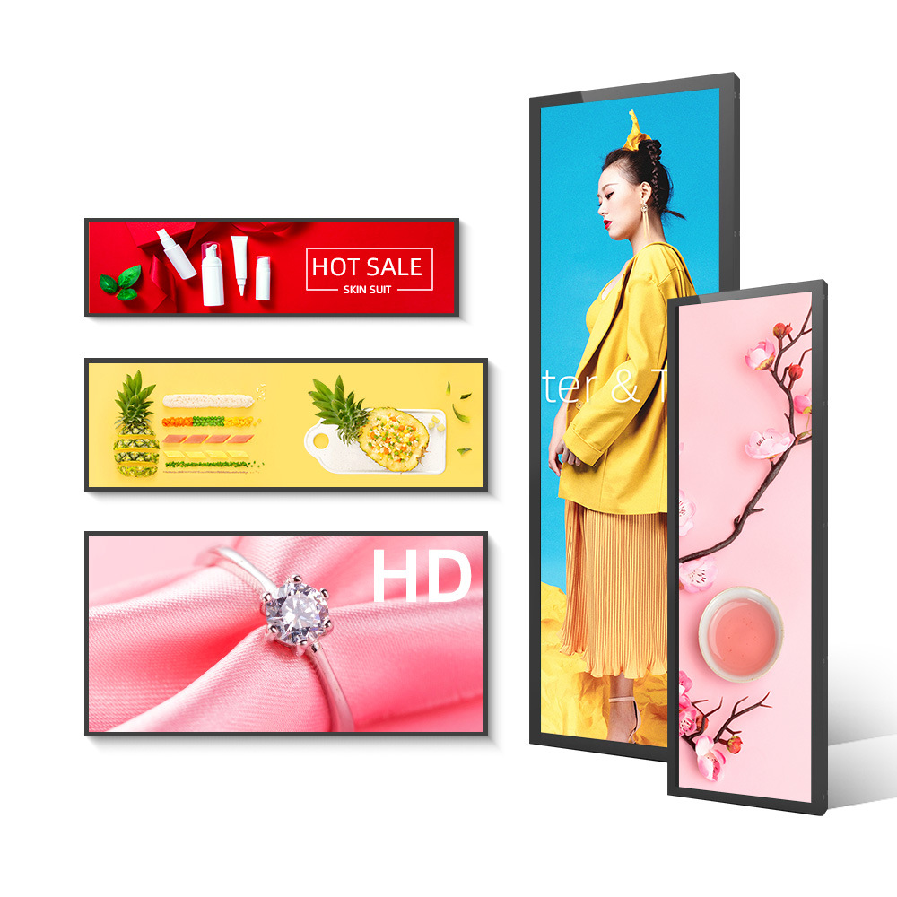 Hobovar 28 28.6 Inch Ultra Wide Stretched Bar Screen Lcd Digital Signage Android Network Advertising Display For Shelves