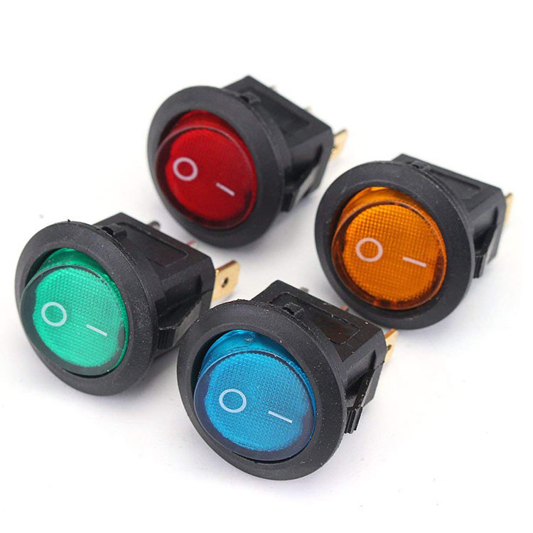 Black ON/Off/ON 3 Pin 3 Position SPDT Snap-in Round Latching Boat Button Toggle Rocker Switch