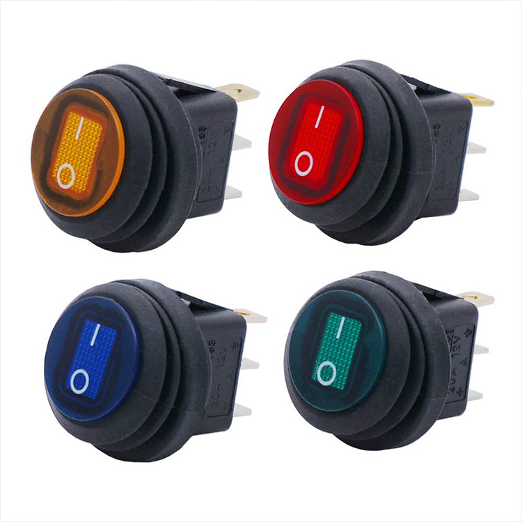 KCD3 KCD2 12V 20A Waterproof Round On/Off  mini  3P Rocker Switch Car Auto Boat SPST  with tuv vde certificatte from factory