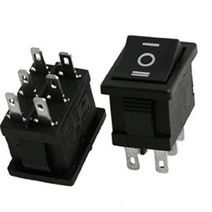 JSH KCD1 6pin 3position center off  DPDT BLACK  panel 250vac 6A rocker switch from zhejiang wenzhou jinsheng