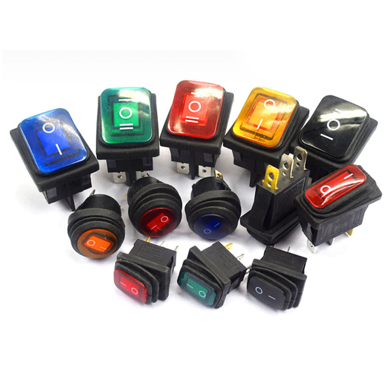 KCD1 KCD2 KCD3 KCD4 2p 4p 6p  Waterproof round square lamp rocker switch with red / green button ,and VDE TUV CE CQC ,good price