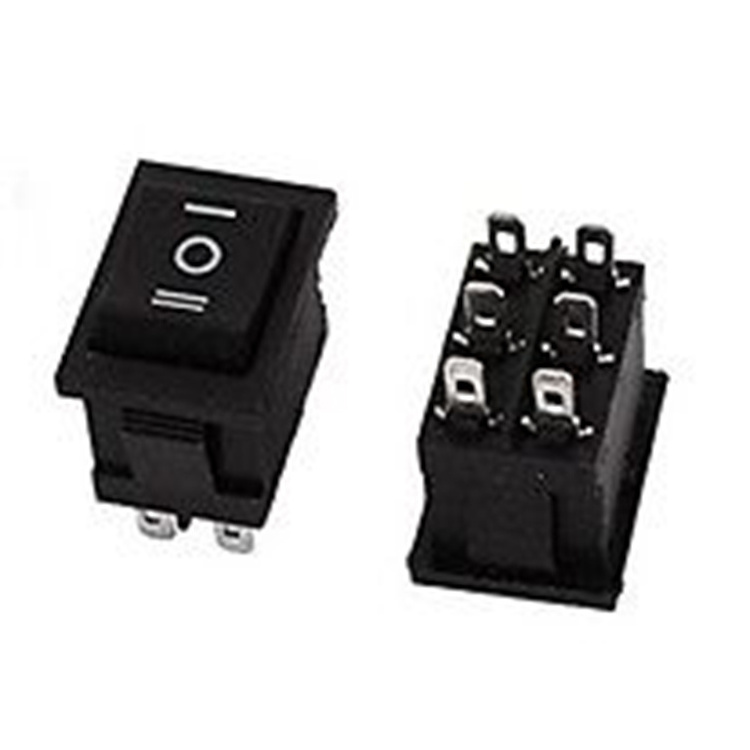 JSH KCD1 6pin 3position center off  DPDT BLACK  panel 250vac 6A rocker switch from zhejiang wenzhou jinsheng