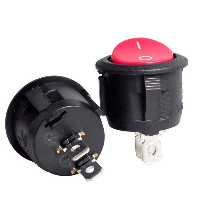 Black ON/Off/ON 3 Pin 3 Position SPDT Snap-in Round Latching Boat Button Toggle Rocker Switch