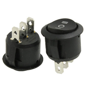 Black ON/Off/ON 3 Pin 3 Position SPDT Snap-in Round Latching Boat Button Toggle Rocker Switch