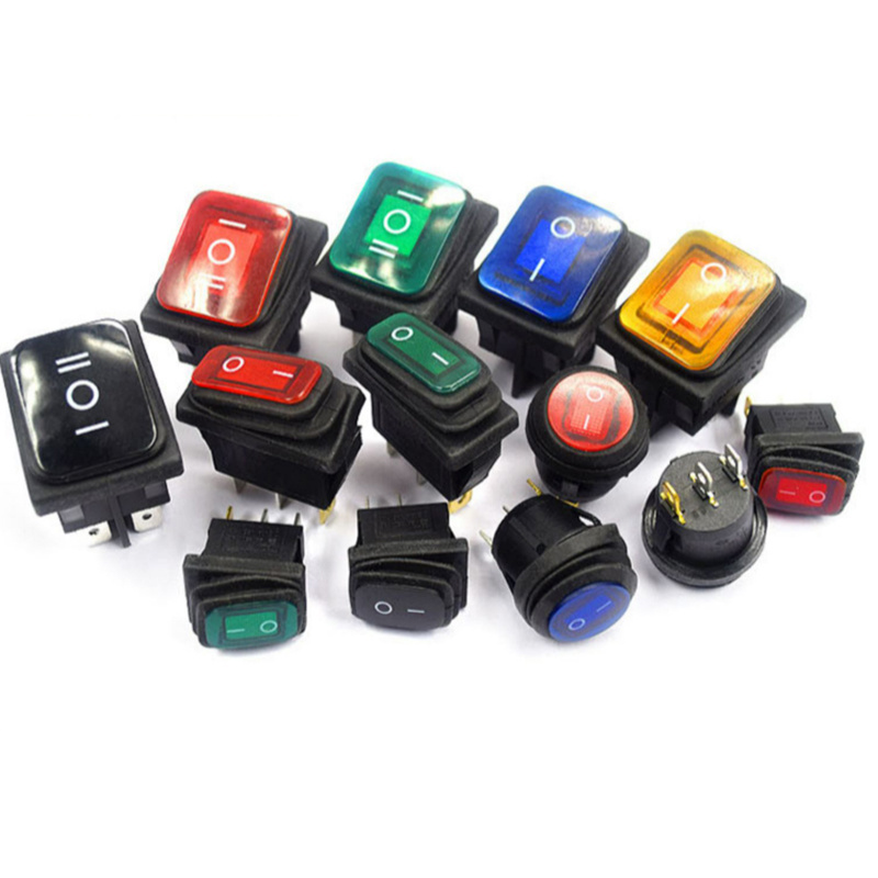 Round Rocker Switch 12V Waterproof Toggle Switch SPST 3 Pin ON/Off Blue LED Lighted with Pre-soldered Wires for Car Auto Boat