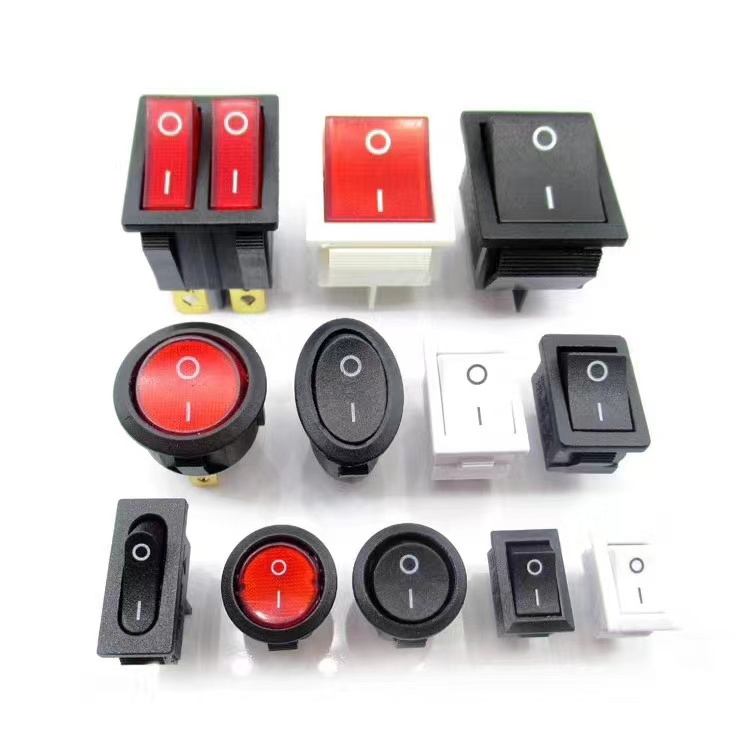 Hot Sale ON OFF Electric Oven 9Pin  6 pin  black red green    light Rocker Switch With 220V   3PST