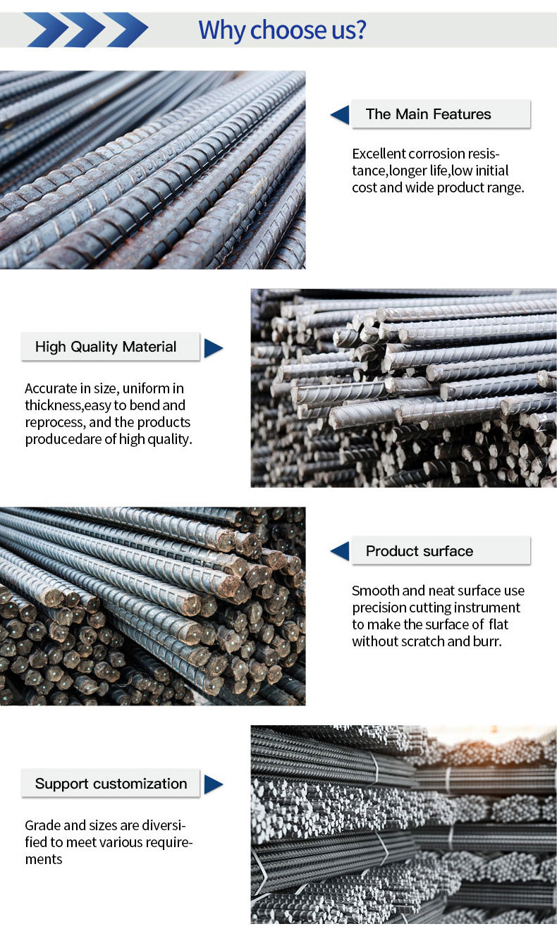 6mm 8mm 10mm 12mm 16mm 20mm Hot Rolled Deformed Steel Bar Rebar Steel Iron Rod Bar Deformed For Construction Rebar Steel