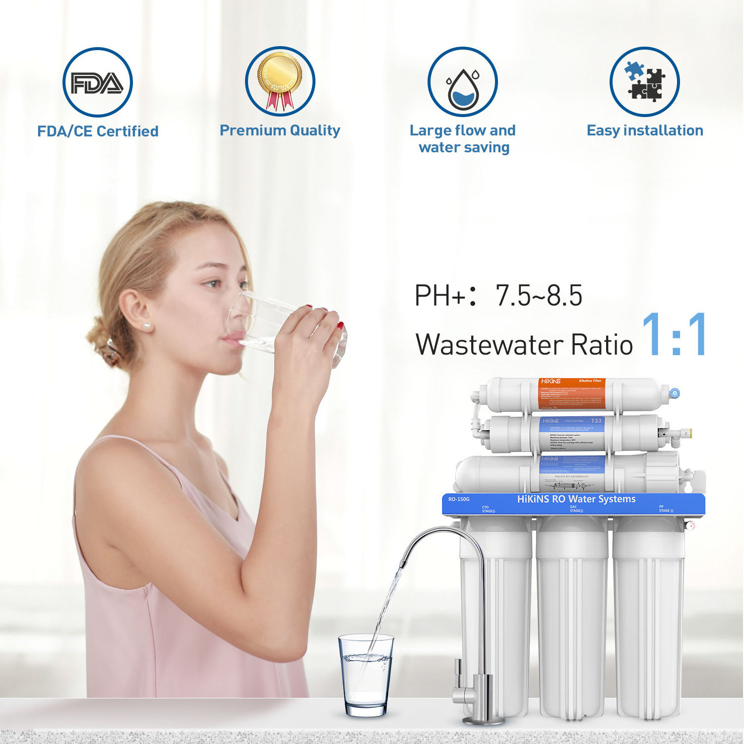 Drinking UV Alkaline Reverse Osmosis Inversa Water Filter System Korea UF Filtro De Agua Filter R/O Water Purifier for Home