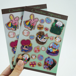 Self Adhesive Custom Decoration Cartoon Cute Sticker Packaging Stationery Gift Kiss Cut Sticker Sheet Set