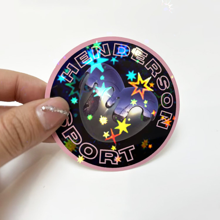 logo individual holographic star laminate waterproof vinyl die cut pvc cartoon custom label stickers piece stickers