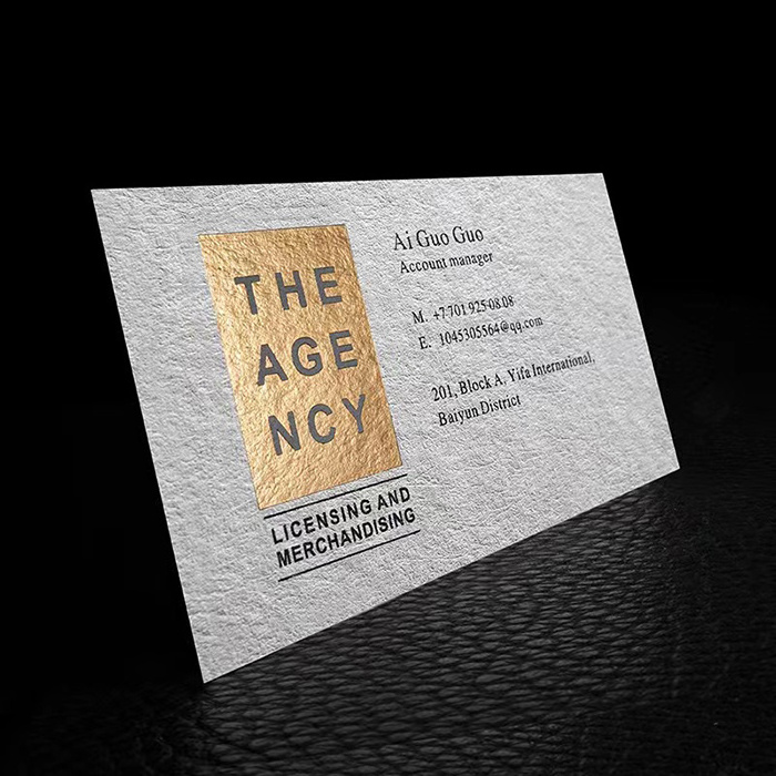 Luxury custom paper business cards , eco friendly double side letterpress printing silver foil name card