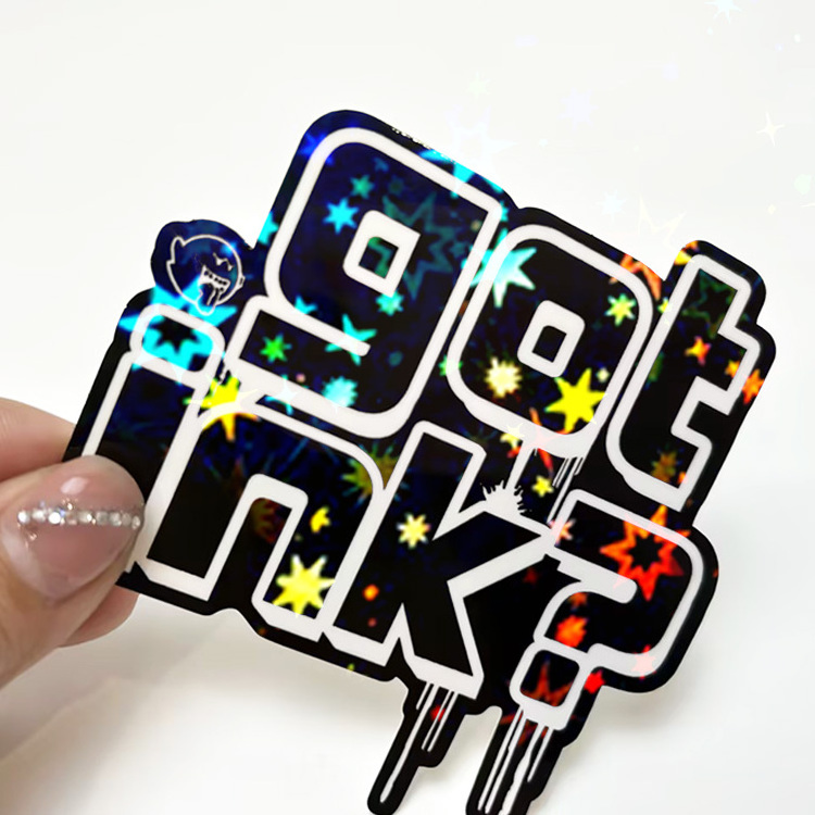 holographic star laminate anime stickers holographic pack self adhesive waterproof cartoon vinyl brand logo stickers