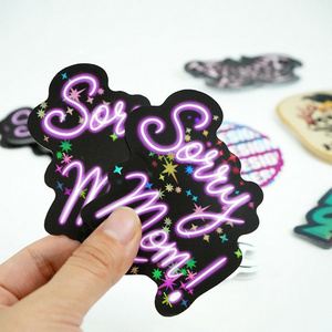 logo individual holographic star laminate waterproof vinyl die cut pvc cartoon custom label stickers piece stickers