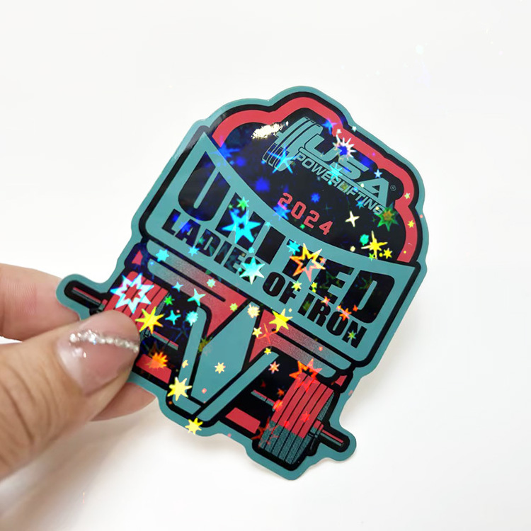 logo individual holographic star laminate waterproof vinyl die cut pvc cartoon custom label stickers piece stickers