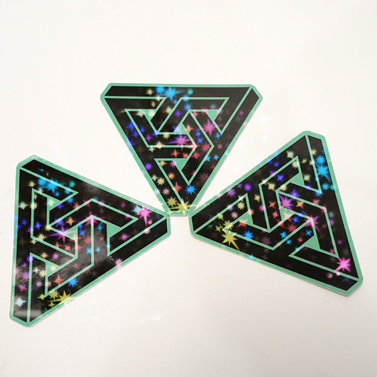 high quality customized vinyl adhesive waterproof irregular shape stickers holographic star laminate die cut stickers