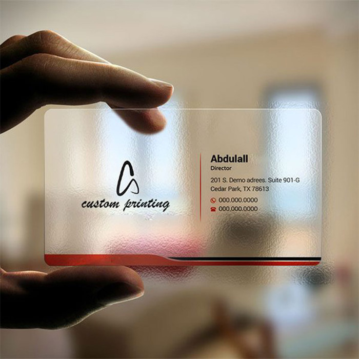 wholesale luxury fashion transparent pvc plastic printing waterproof name visiting business card