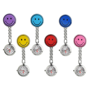 Unisex Retractable Smile Face Clip On Pocket Fob Watches for Nurses Doctors Silicone Color Chest Watch