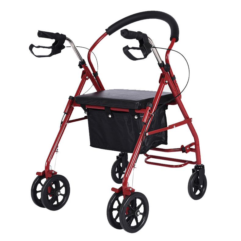 Walking Frame Drive Rolling Walker for Seniors 4-leg Walker Adult Folding Rollator For Disabled