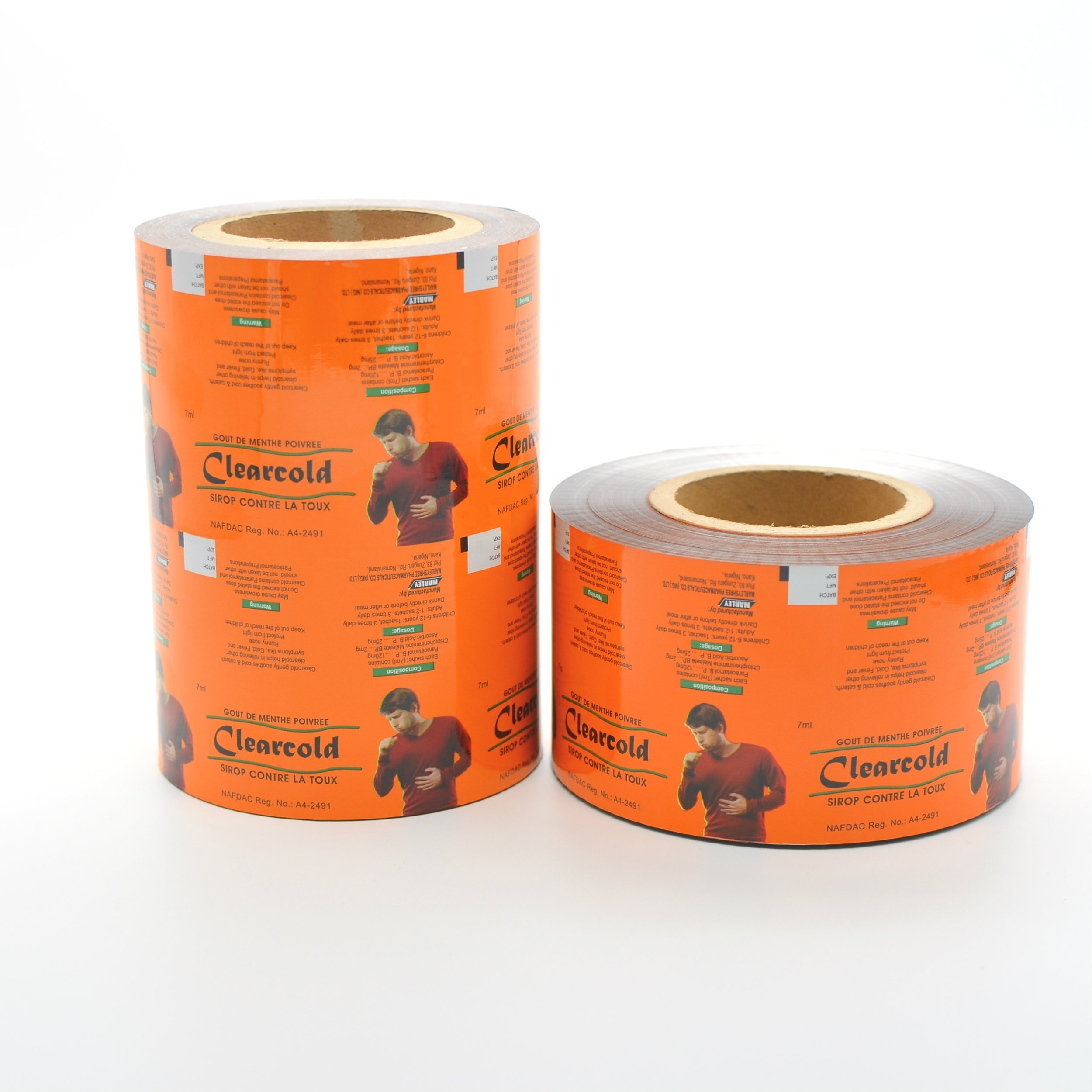 2 layers laminated material plastic packaging aluminium film packaging sachet for food packaging