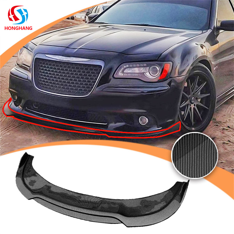 Honghang factory made carbon black Car Front Bumper Lip splitter for Chrysler 300c SRT front lip hot sale