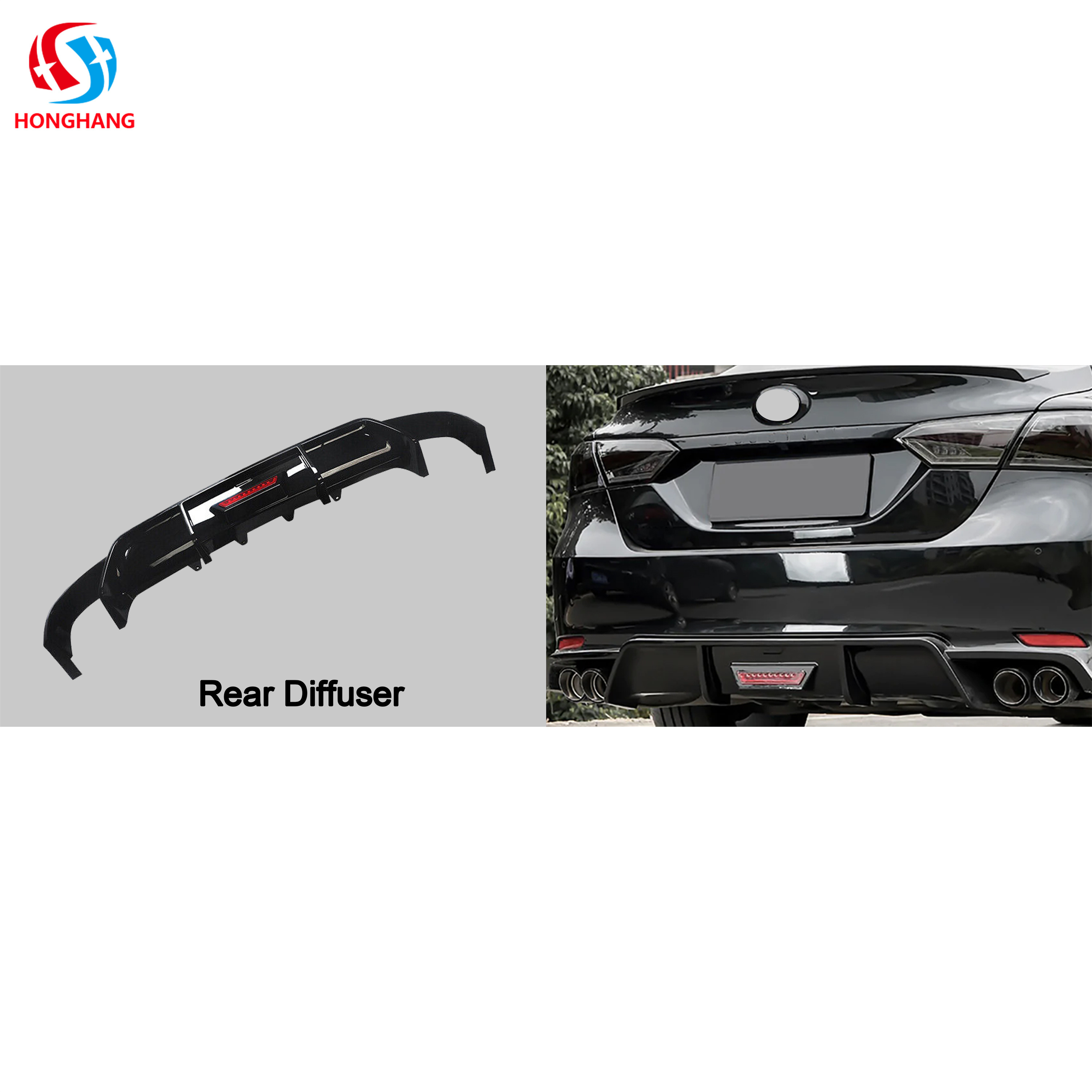 Honghang Brand Bumper Lip Diffuser Rear Spoiler Side Skirt Full Body Kit for Toyota Camry Body Kits 2018 2019 2020 Plastic 1 Set