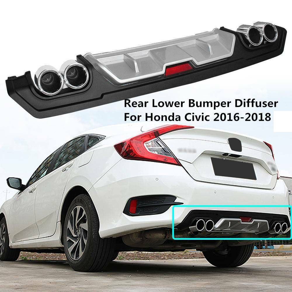 Honghong Manufacture Auto Parts ABS Rear Lip, Rear Bumper Diffuser Rear Diffuser For Honda Civic 2016 2017 2018 2019 2020 2021