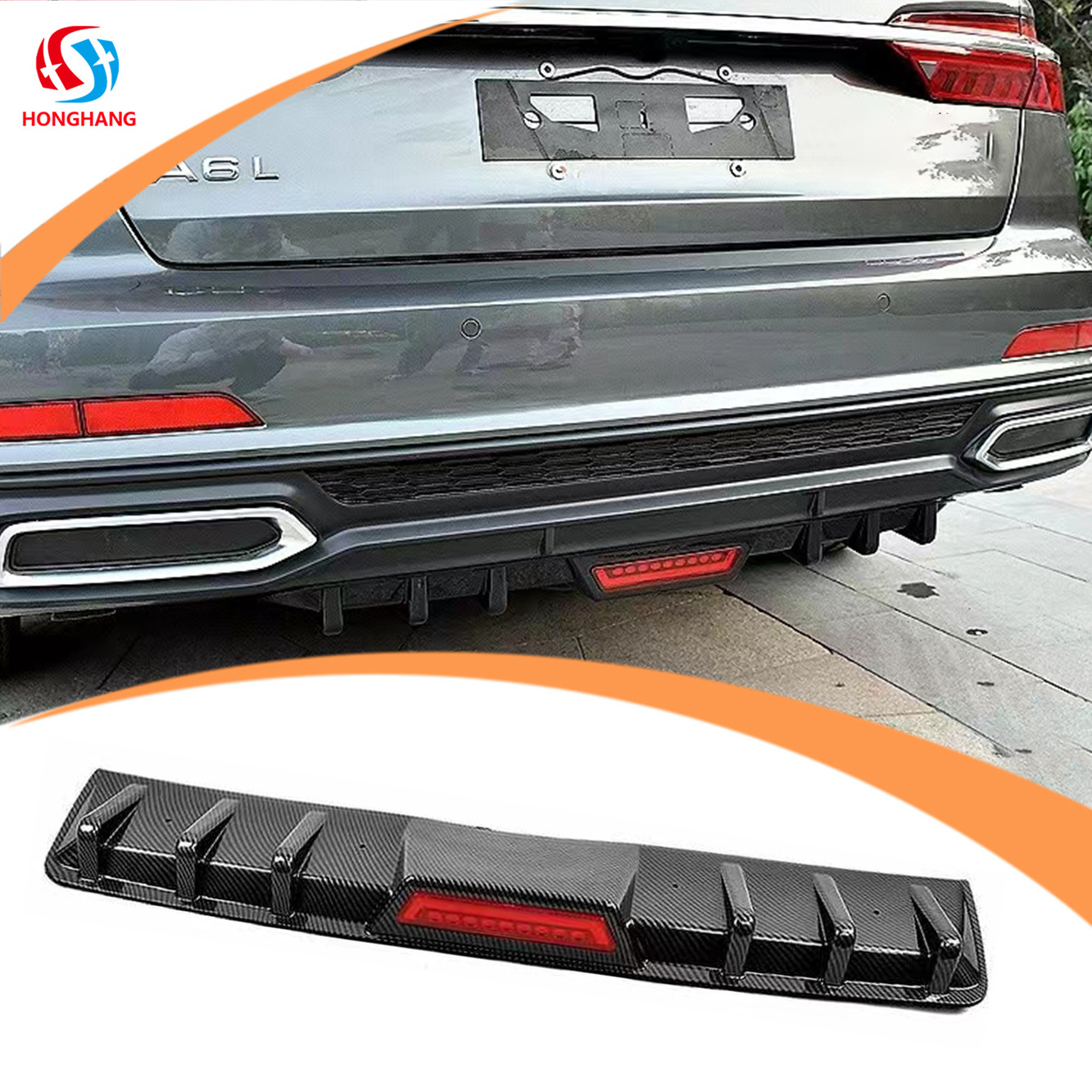 Honghang Brand Manufacture Other Exterior Universal Rear Lip Black And Silver Colour Rear Diffuser for all car