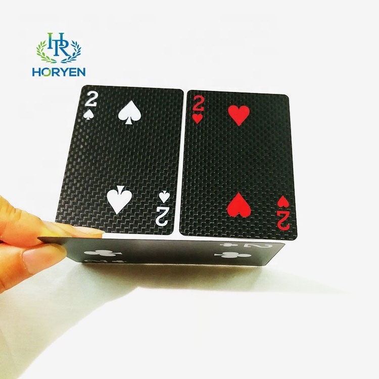 Durable custom printed water resistant black carbon fibre playing cards carbon fiber poker cards