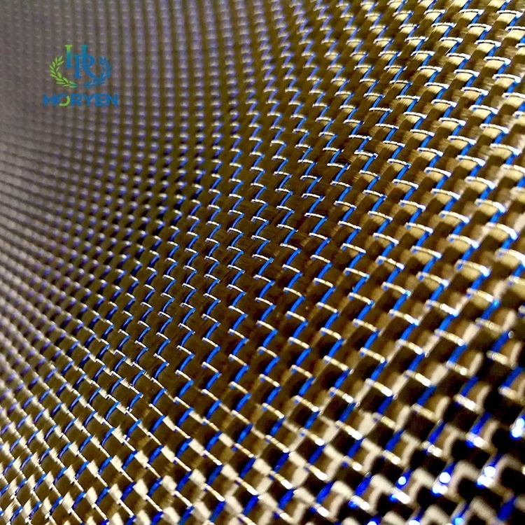 Colored carbon fiber fabric with metallic thread