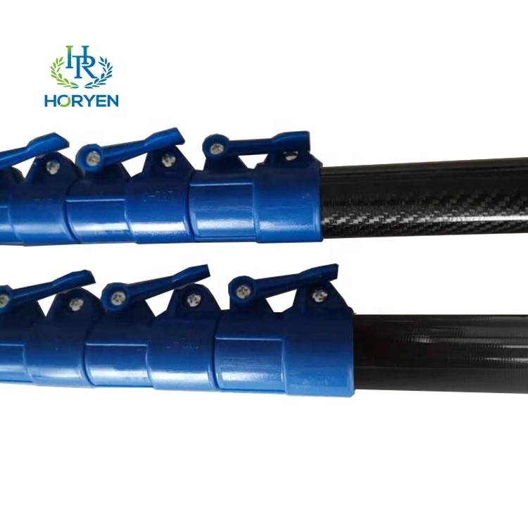 Light weight adjustable carbon fiber telescopic pole tube with locking clamps for cleaning brush