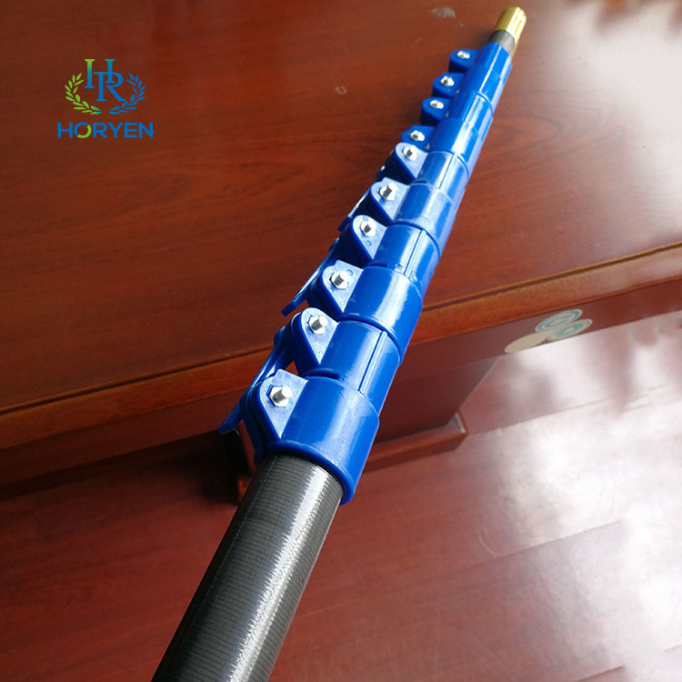 Light weight adjustable carbon fiber telescopic pole tube with locking clamps for cleaning brush