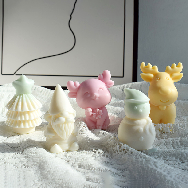 Christmas Series 3D Three-dimensional Candle Silicone Mold Diy Snowman Elk Gypsum Aromatherapy Decoration Mold