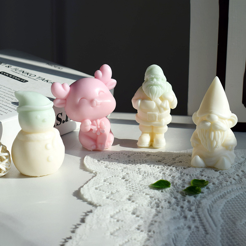 Christmas Series 3D Three-dimensional Candle Silicone Mold Diy Snowman Elk Gypsum Aromatherapy Decoration Mold