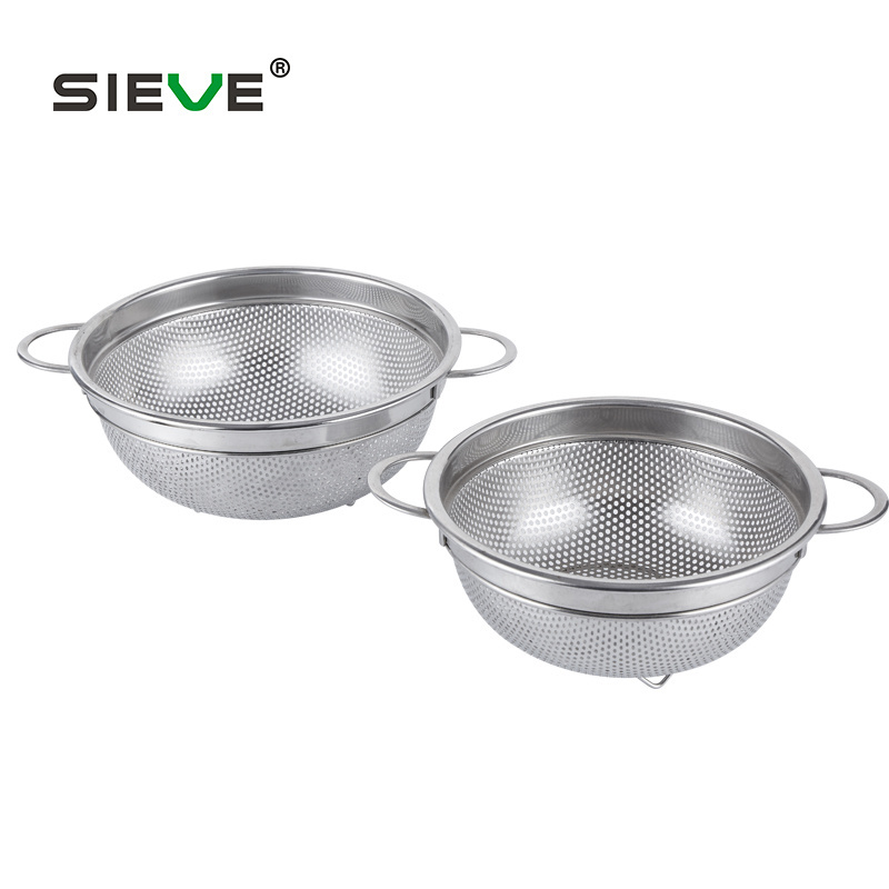 Eco-Friendly Wire Mesh Basket Stainless Steel Mesh Drain Strainer Punching Colander & Strainers