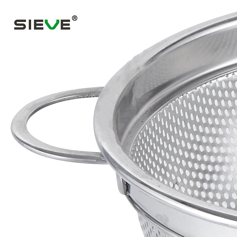 Eco-Friendly Wire Mesh Basket Stainless Steel Mesh Drain Strainer Punching Colander & Strainers