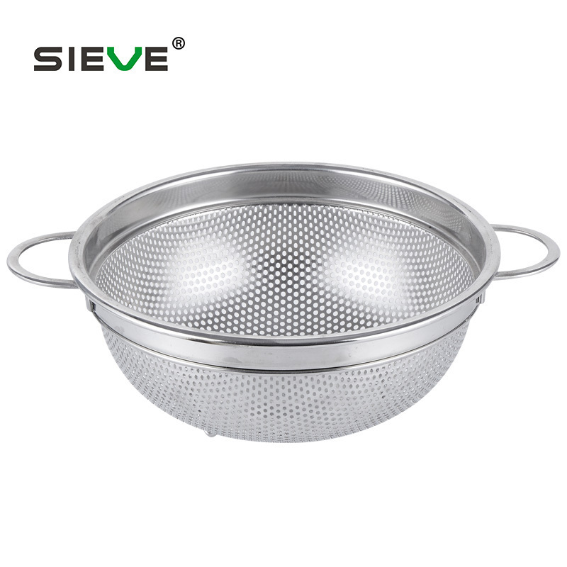 Eco-Friendly Wire Mesh Basket Stainless Steel Mesh Drain Strainer Punching Colander & Strainers