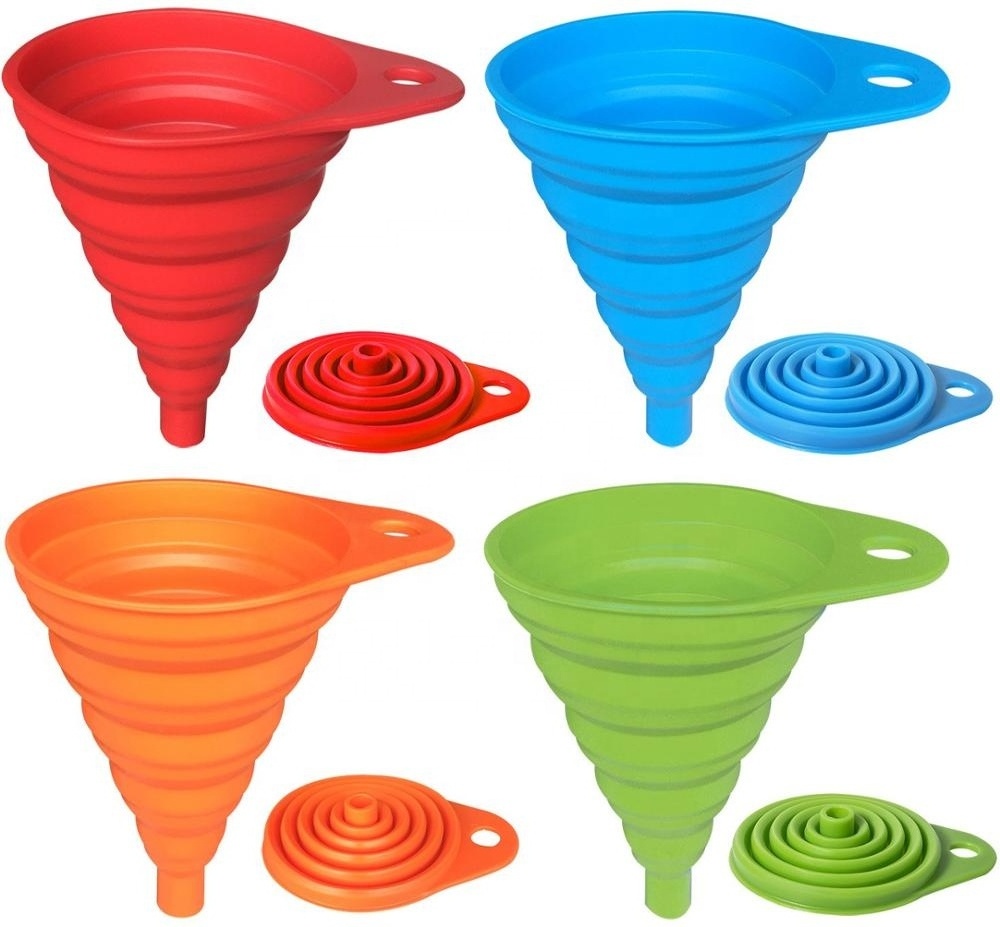 Top-ranked Products Customized Foldable Kitchen Funnel Different Colors Silicone Funnel