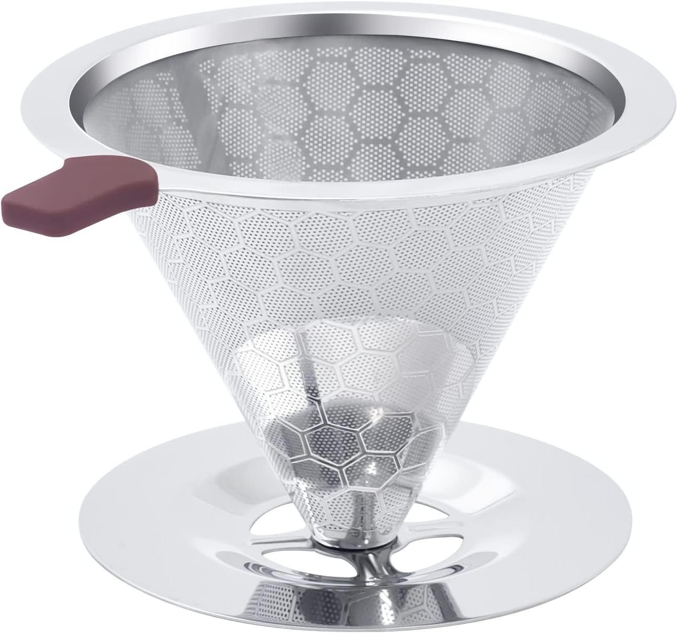 Stainless Steel Coffee Filter Paperless pour over coffee maker Cone Coffee Dripper with Integrated Cup