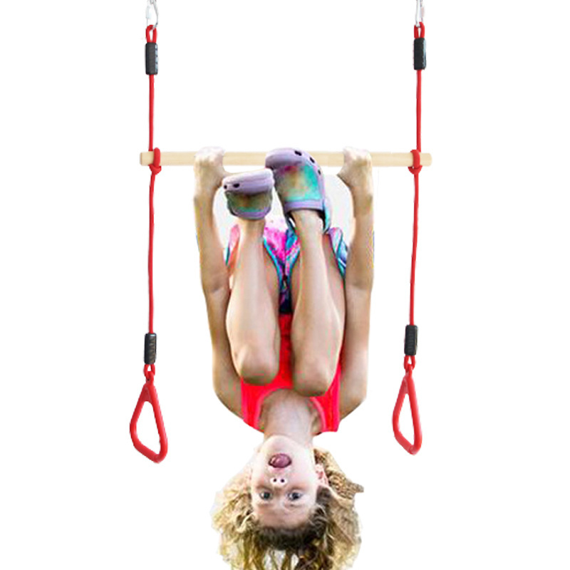 Custom triangle hanging ring monkey bars wooden children's swings For indoor outdoor backyard