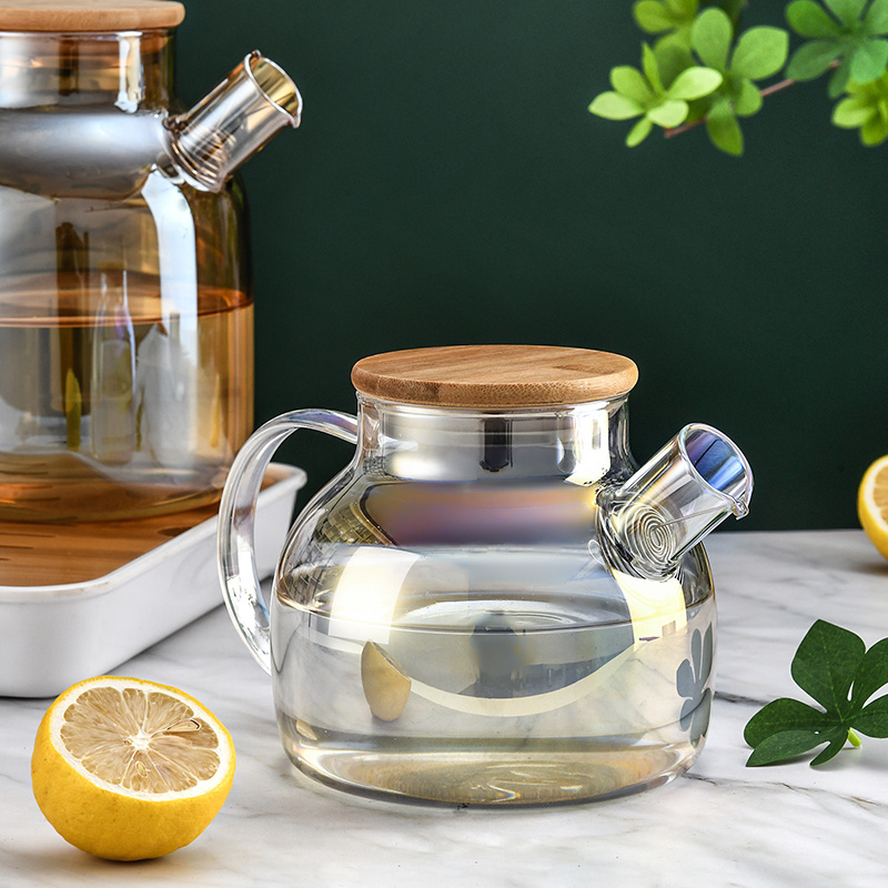 33.8oz/1000ml Clear Glass Teapot With Removable Infuser,Glass Pitcher Loose Leaf & Blooming Tea Stovetop Safe