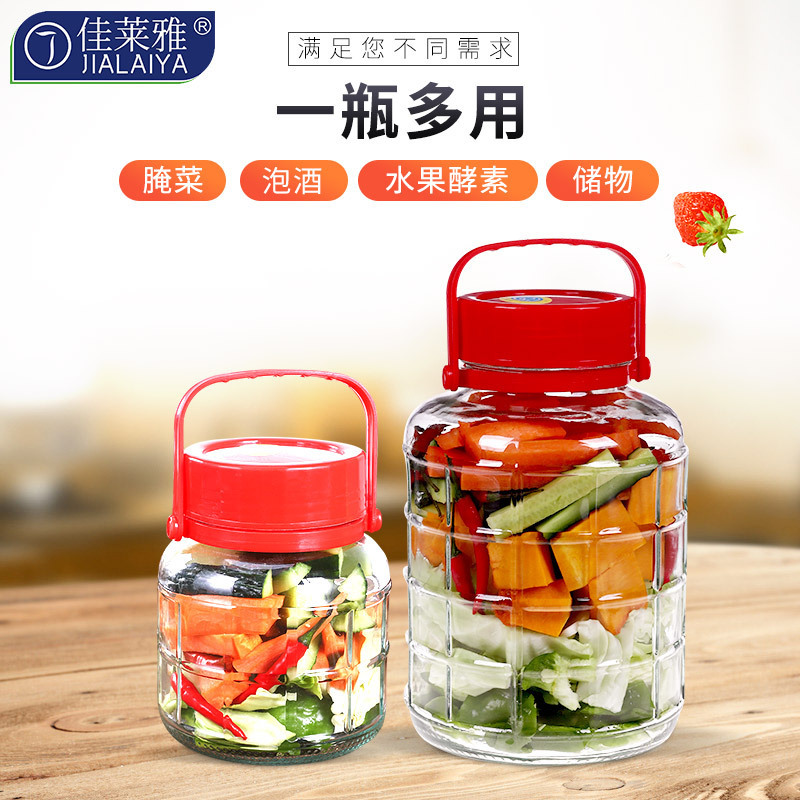 1 Gallon Glass Large Fermenting Jug With Handle And Lid Water Bottle With Seal Lid For Juice Milk Water