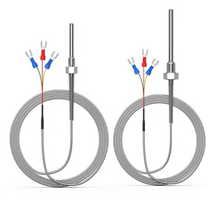 3 wires RTD PT100 temperature sensor flexible pt100 thermocouple probe with high temperature lead wire M8 thread